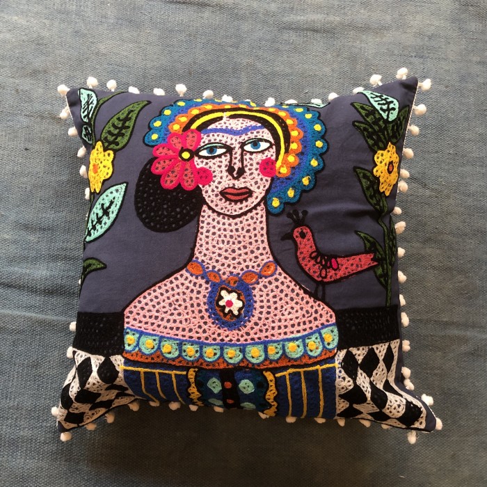 Navy Frida Kahlo Cushion