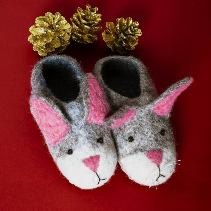Felt bunny slippers from Nepal