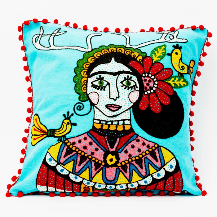 Blue Frida Kalho Cushion