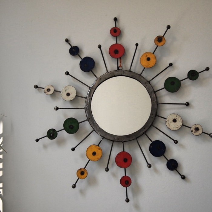 Re cycled metal sun mirror