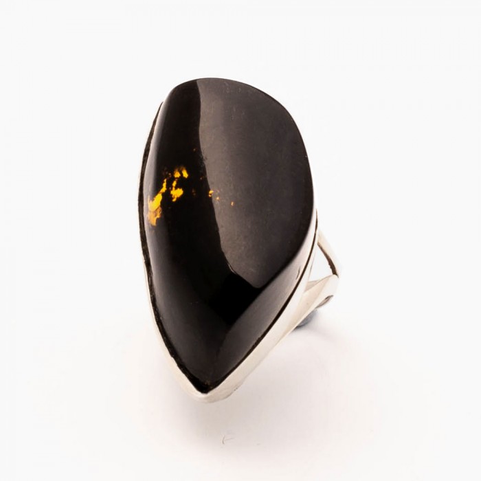 Silver and Amber Ring